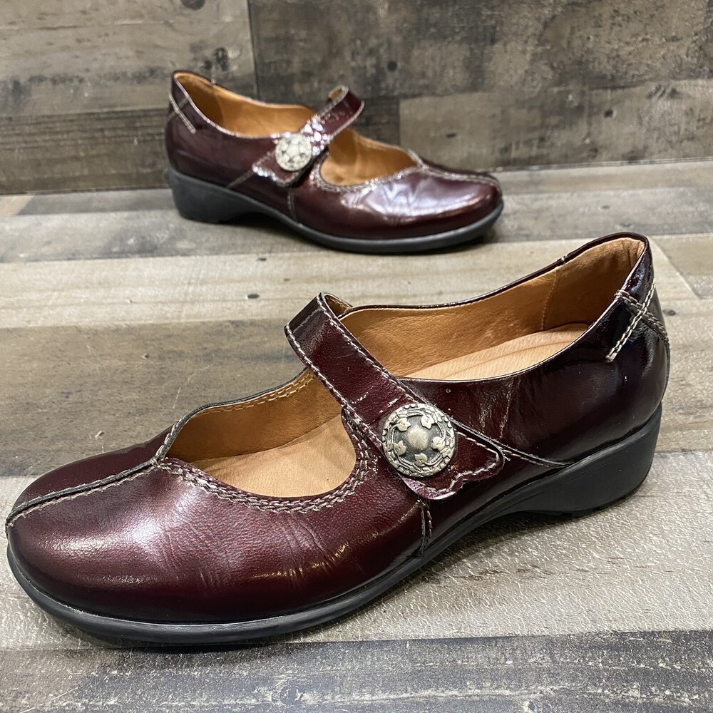 Sanita Womens Dark Red Patent Leather Mary Jane Comfort Clogs Size 40